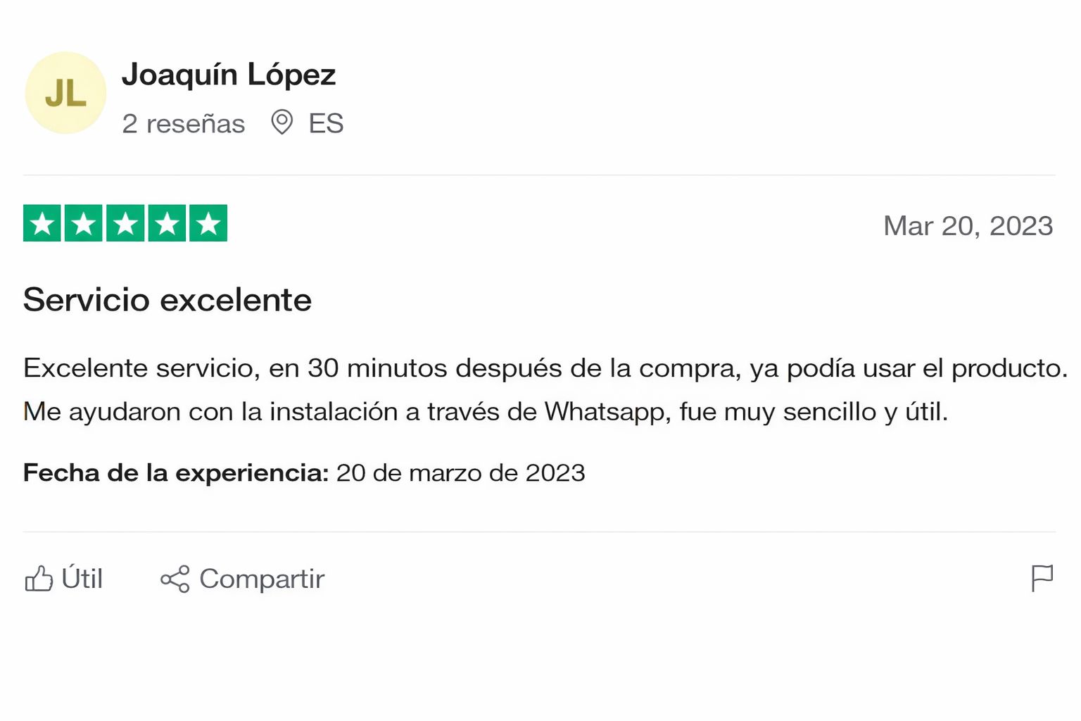 Joaquín López's 5-star review