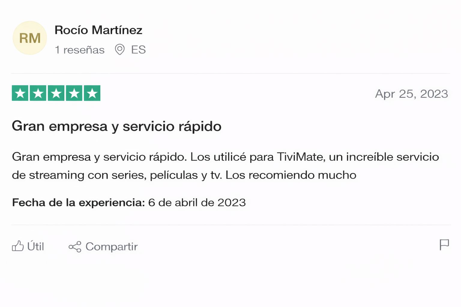 Rocío Martínez's five-star review